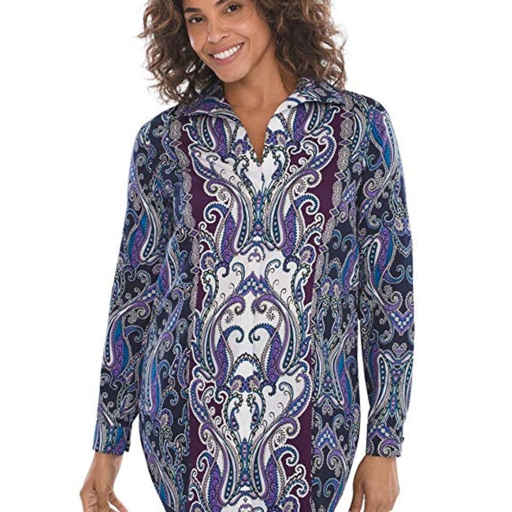 Chico's No Iron Purple Paisley Tunic